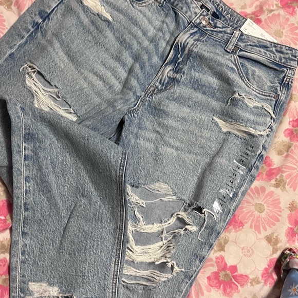 NWT American Eagle size 14 distressed strigid mom jean - Picture 1 of 9
